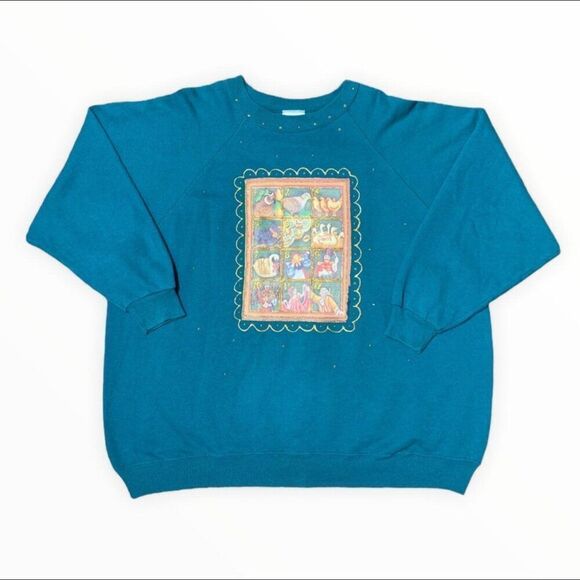 Vintage sweatshirt crewneck pullover with a cute design Hanes Her Way size XXL - Picture 1 of 4